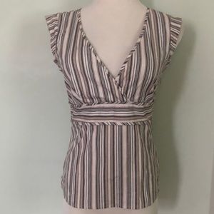 🆕 [BCBG MaxAzria] Taupe Striped Cotton Top Sz: XS